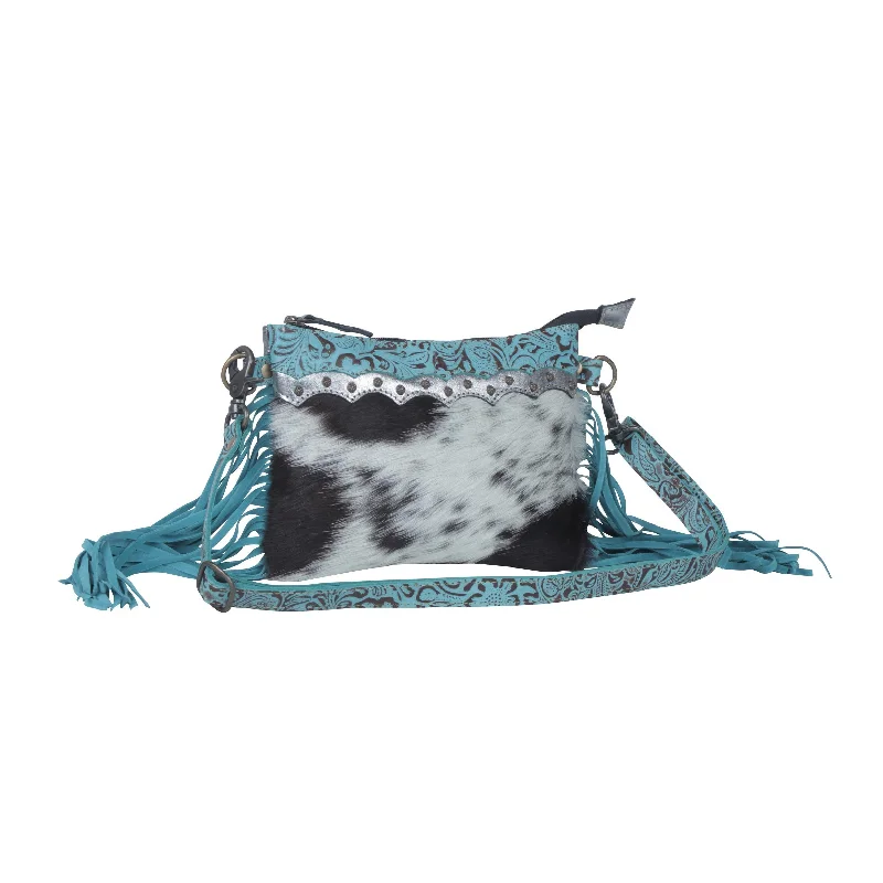 Myra Leather Fringe Crossbody-Azure