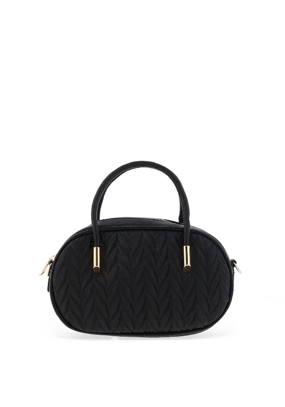 Zen Collection Woven Print Quilted Mini Grab Bag, Black