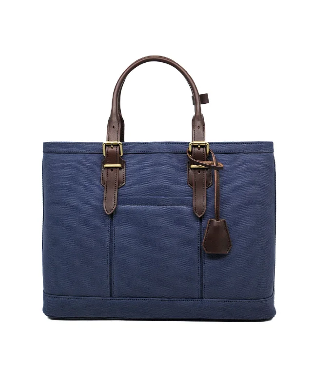 Heavy-Weight Canvas Traveller Tote (Navy/ Dark Choco)