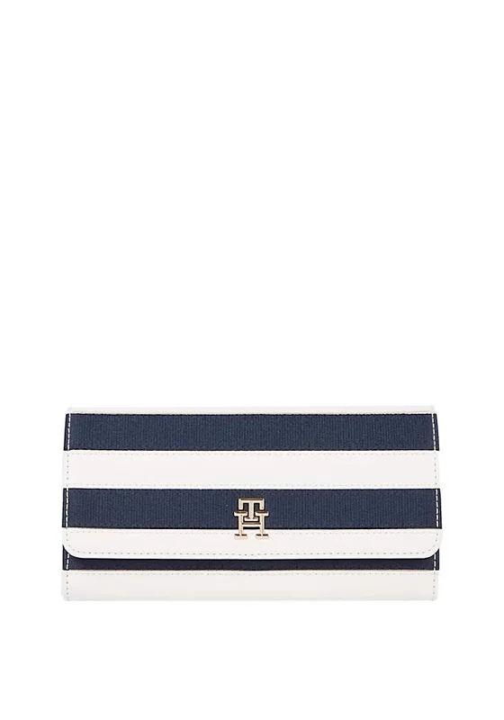 Tommy Hilfiger Iconic Stripe Large Flap Over Wallet, Navy