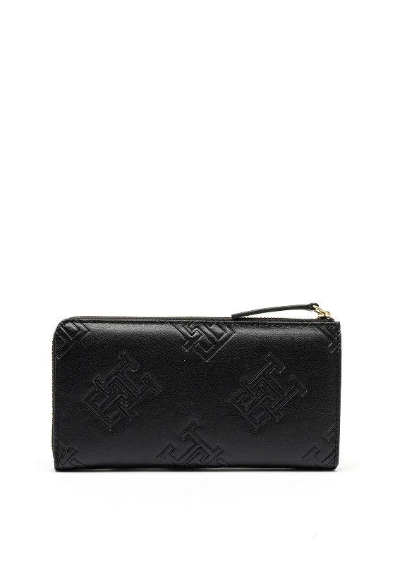 Tommy Hilfiger Monogram Print Large Wallet, Black