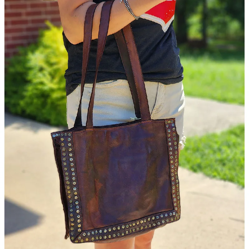 Spaghetti Western Brown Studded Shoulder Bag