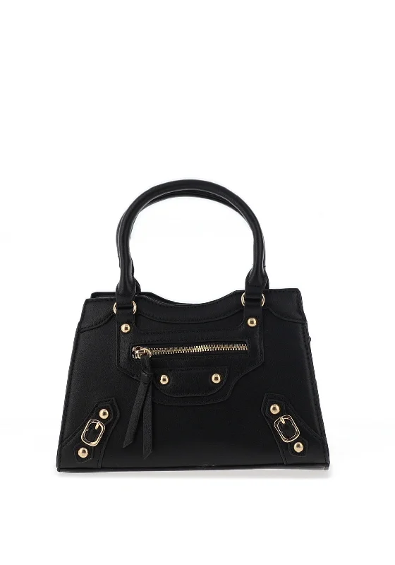 Zen Collection Faux Leather Mini Buckle Grab Bag, Black