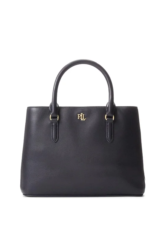 Ralph Lauren Marcy Leather Small Satchel, Navy