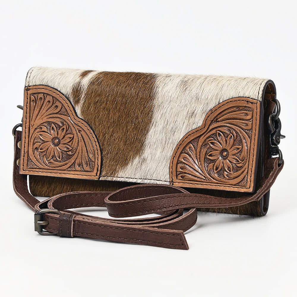 Olay Tooled Leather Wallet Clutch Crossbody