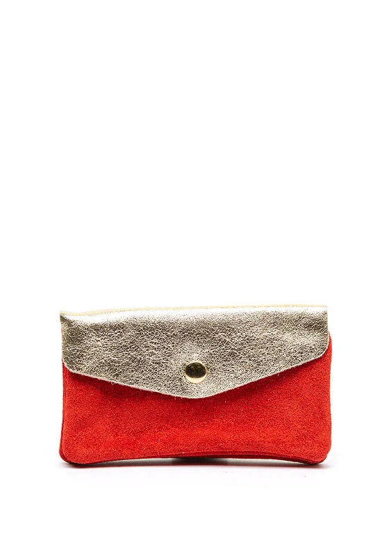 Serafina Collection Faux Leather Coin Wallet, Red & Gold