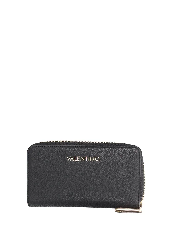 Valentino Ring Re Large Pebbled Zip Around Purse, Black