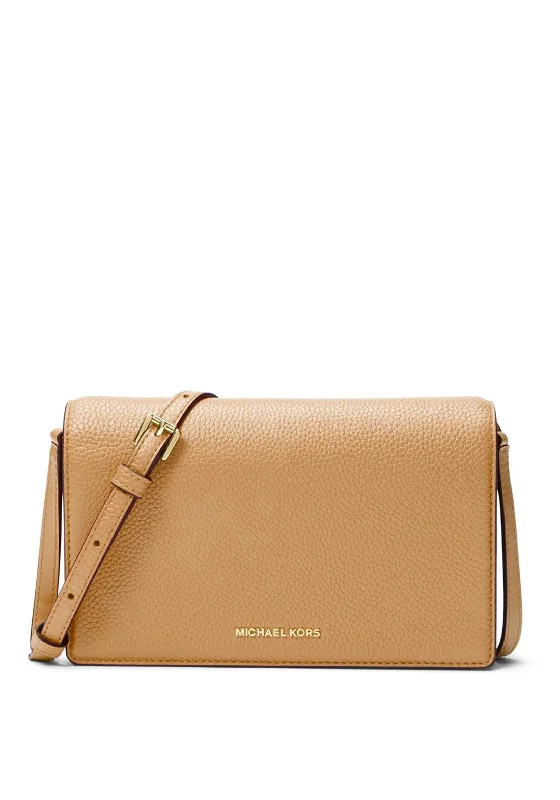 MICHAEL Michael Kors Jet Set Pebbled Leather Crossbody Bag, Pale Peanut