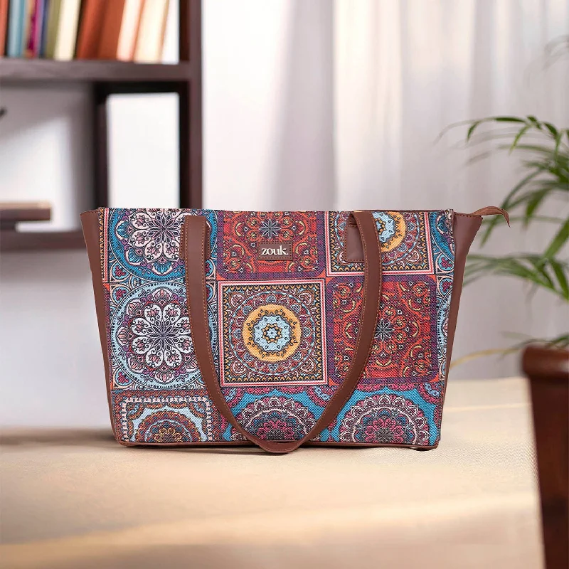 Multicolor Mandala Print Office Tote Bag