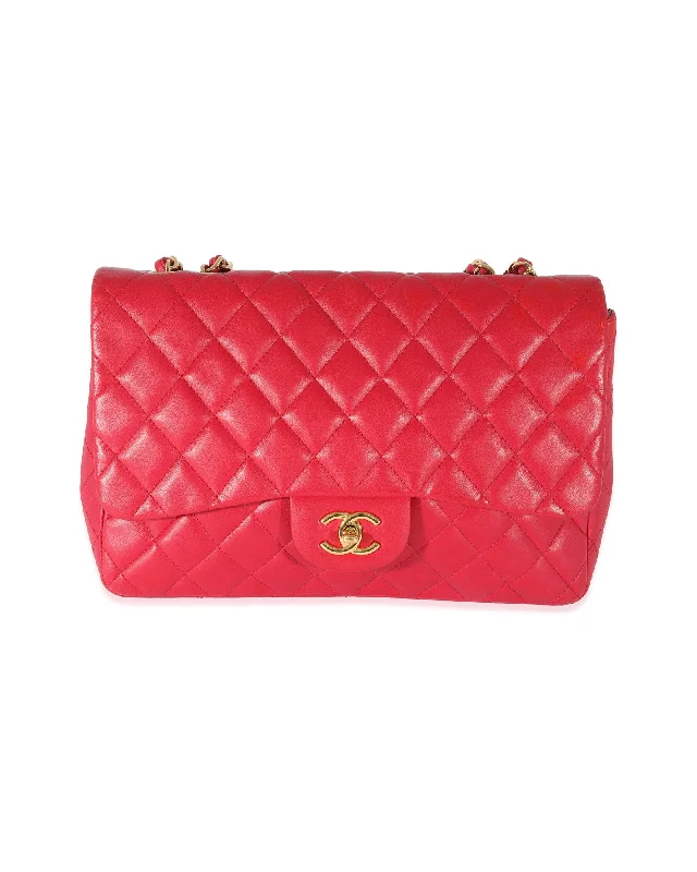 Chanel Dark Pink Lambskin Jumbo Single Flap Bag