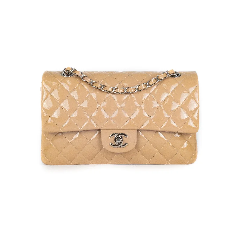 Chanel Patent Medium Classic Flap Beige