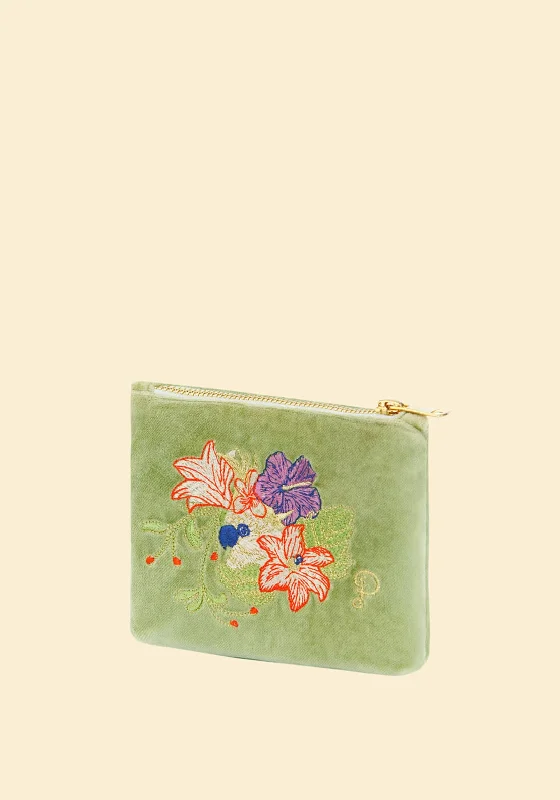 Powder Velvet Mini Cockatoo Pouch, Sage