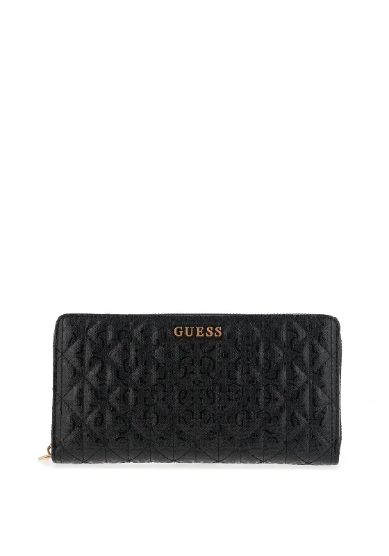 Guess Aveta Large Zip Around Wallet, Black