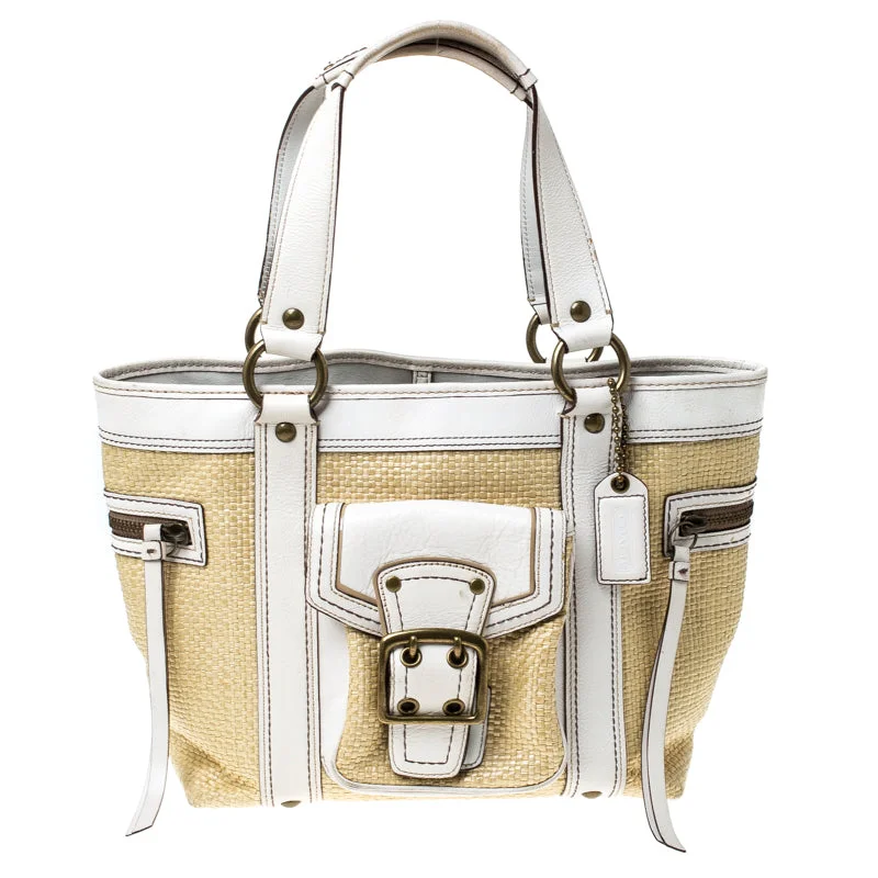 Coach  Straw And Leather Tote