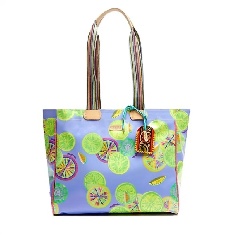 Sandy Journey Tote Bag In Purple/lime Green