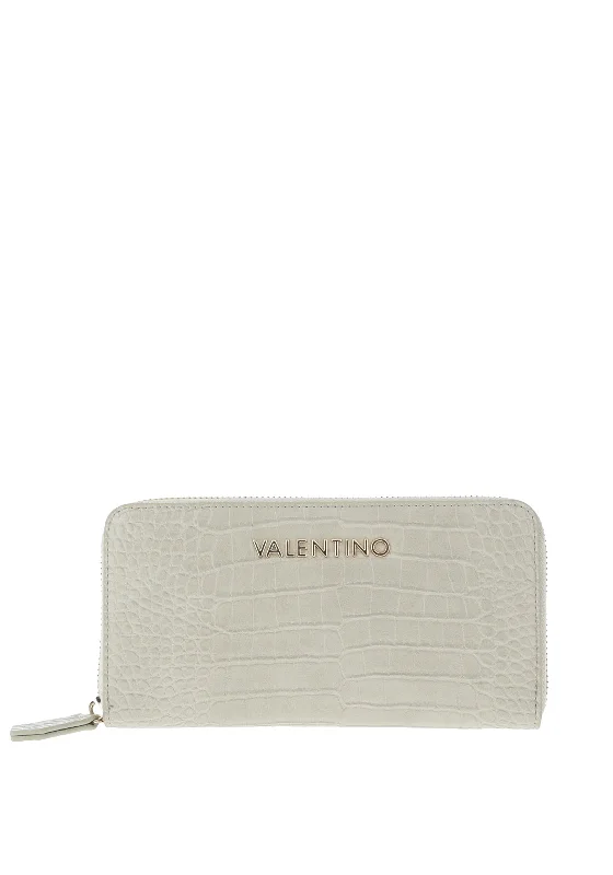 Valentino Large Fire Zip Around Purse, Grey