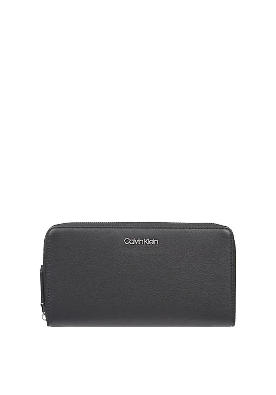 Calvin Klein Faux Leather Large Zip Around Wallet, Black