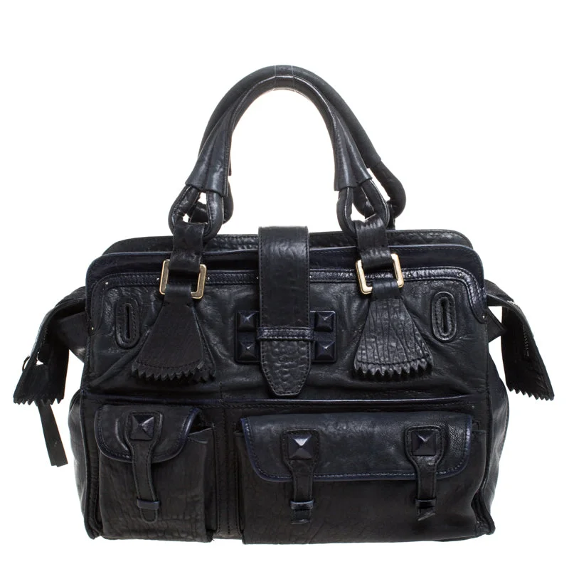 Chloe Midnight Leather Front Pocket Tote