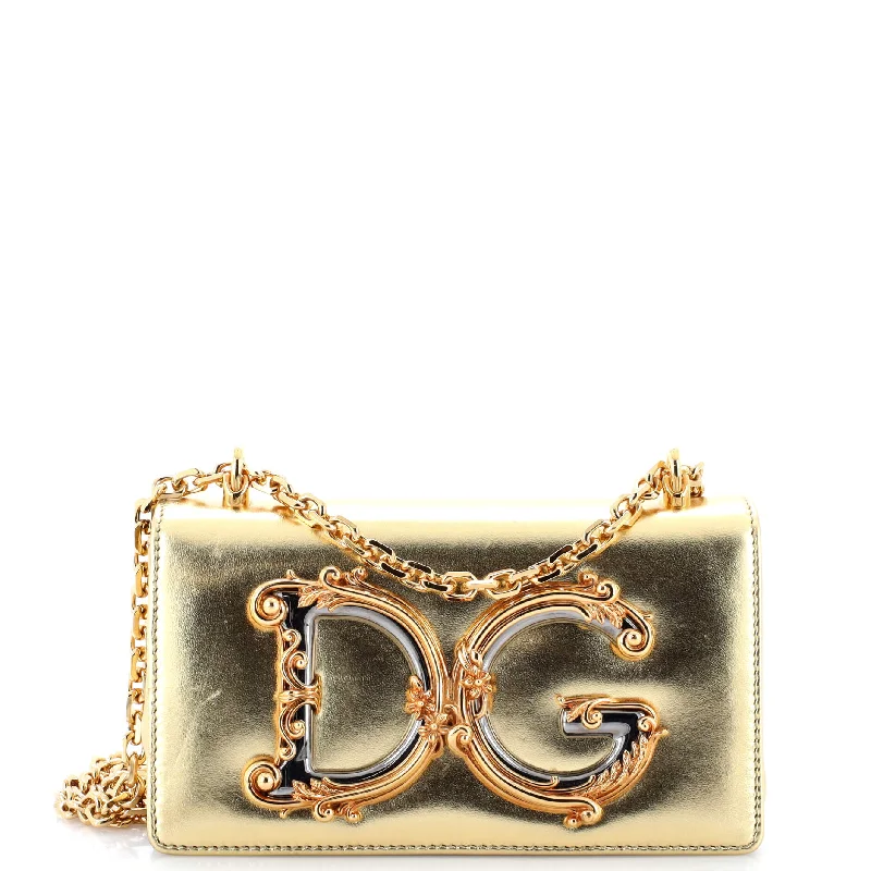 DG Girls Flap Bag Embellished Leather Mini