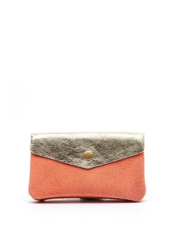 Serafina Collection Faux Leather Coin Wallet, Salmon & Gold