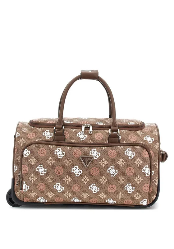 Guess Eliette 4G Peony Logo Wheeled Duffle Bag, Latte