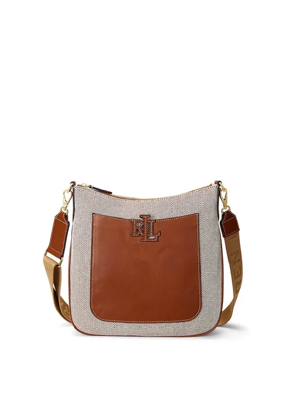 Ralph Lauren Cameryn Canvas Leather Crossbody Bag, Natural & Tan