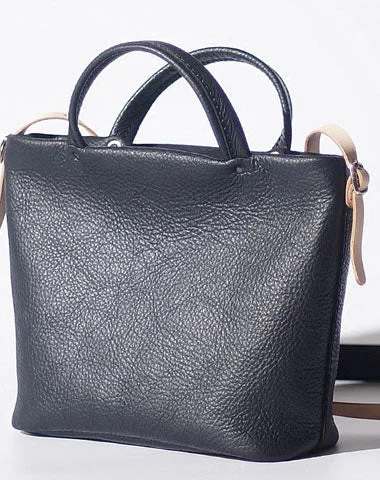 Handmade Black Leather Womens Handbag Fashion Shoulder Bag for Women