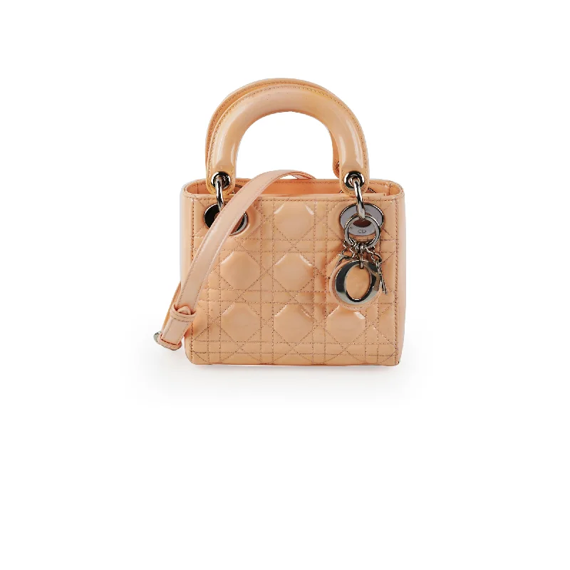 Christian Dior Mini Patent Lady Dior Peach Bag