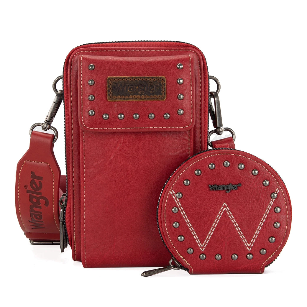 Montana West Wrangler Red Cell Phone Crossbody with Coin Pouch