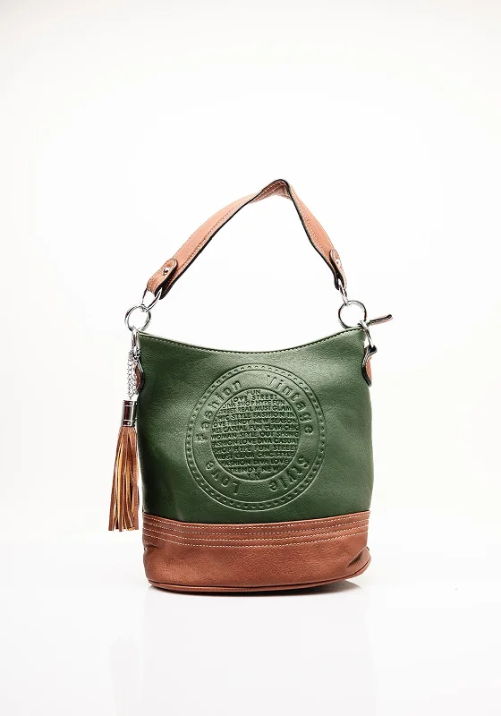 Zen Collection Colour Block Bucket Bag, Green