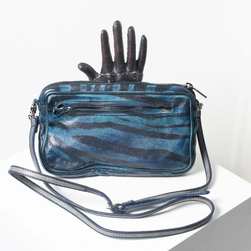 Numero 10 "Astride" Petite Crossbody Bag (Marine blue Zebra print)