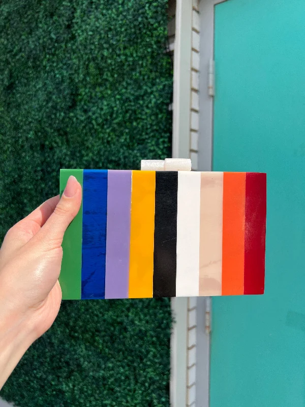 Inlaid Colors Box Clutch