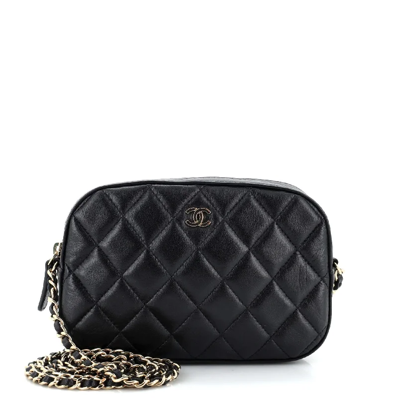 Zip Around Chain Camera Case Quilted Lambskin Mini