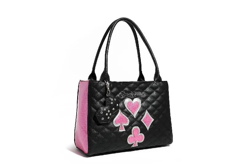 Black and Winkle Pink Sparkle Lucky Me Tote