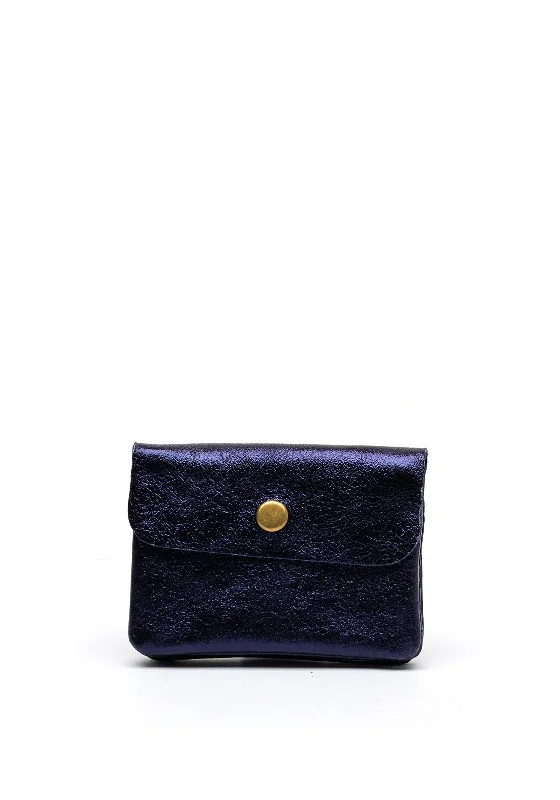 Serafina Collection Metallic Faux Leather Small Coin Wallet, Navy Glitter