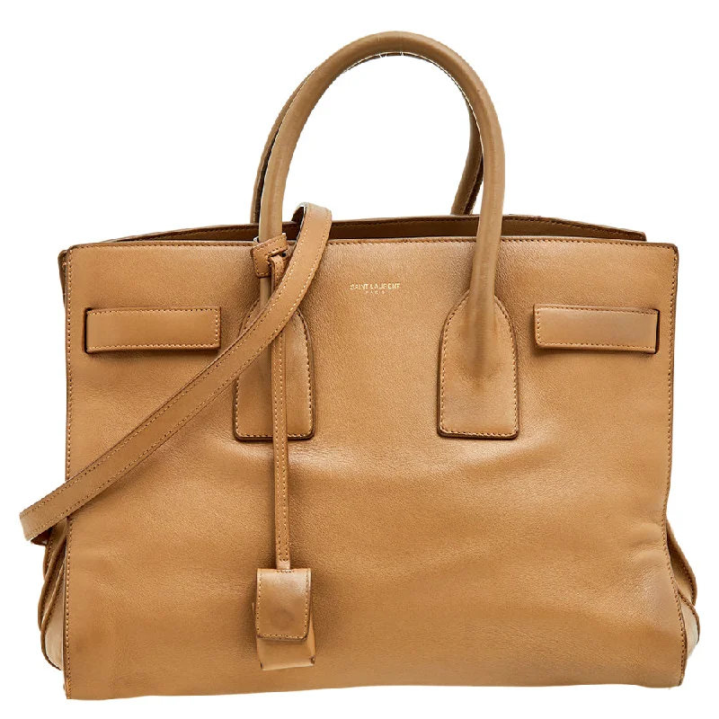 Saint Laurent Beige Leather Large Sac De Jour Tote