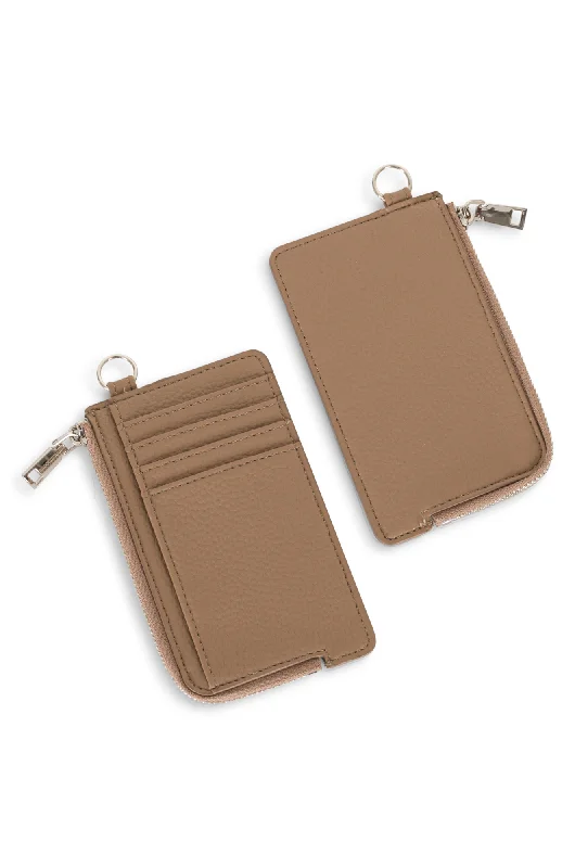 Credit card holder with zip close | TAUPE | 0586A1