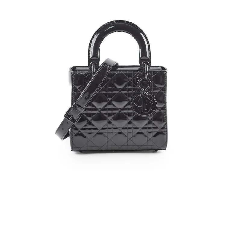 Christian Dior Small Lady Dior Patent Black