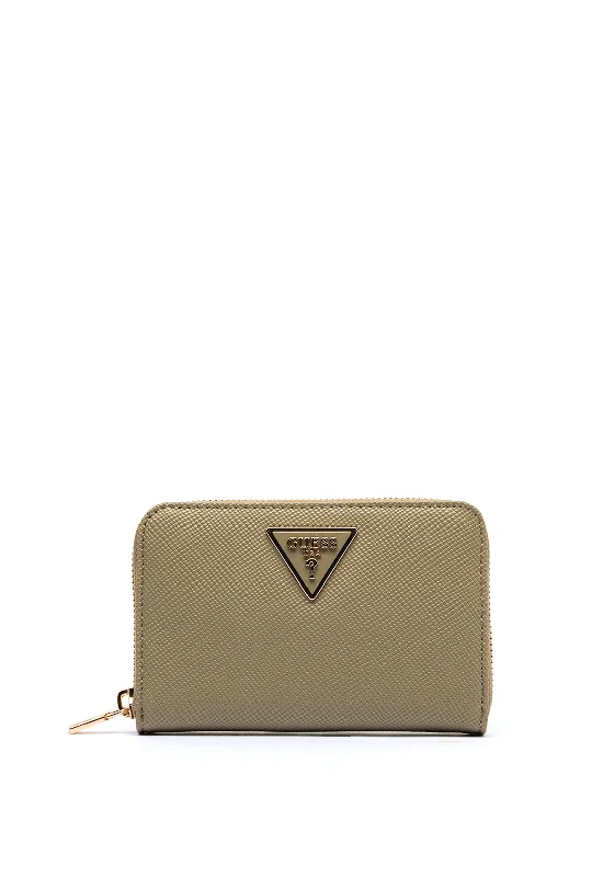 Guess Laurel Pebbled Faux Leather Zip Purse, Sage