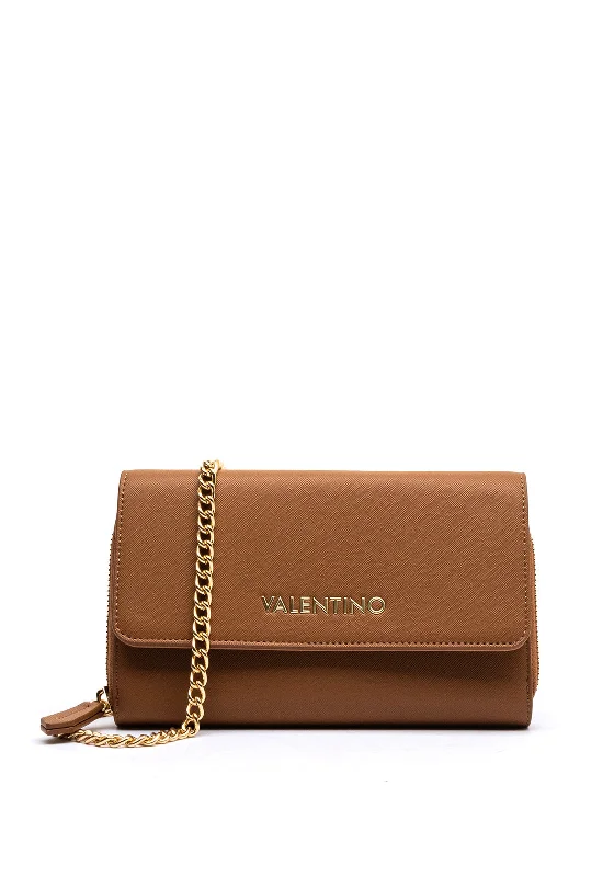 Valentino Zero Large Crossbody Wallet with Shoulder Chain, Cuoio