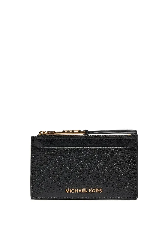 MICHAEL Michael Kors Empire Pebbled Leather Card Wallet, Black