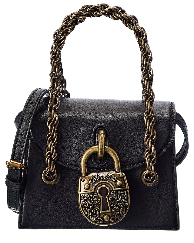 Moschino M Logo Leather Shoulder Bag