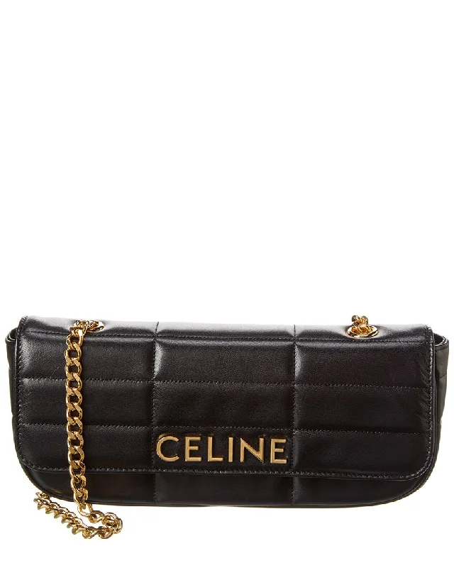 CELINE Monochrome Quilted Leather Shoulder Bag