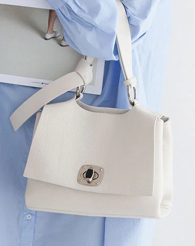 Leather Womens Stylish White Handbag Work Purse Shoulder Bag for Women