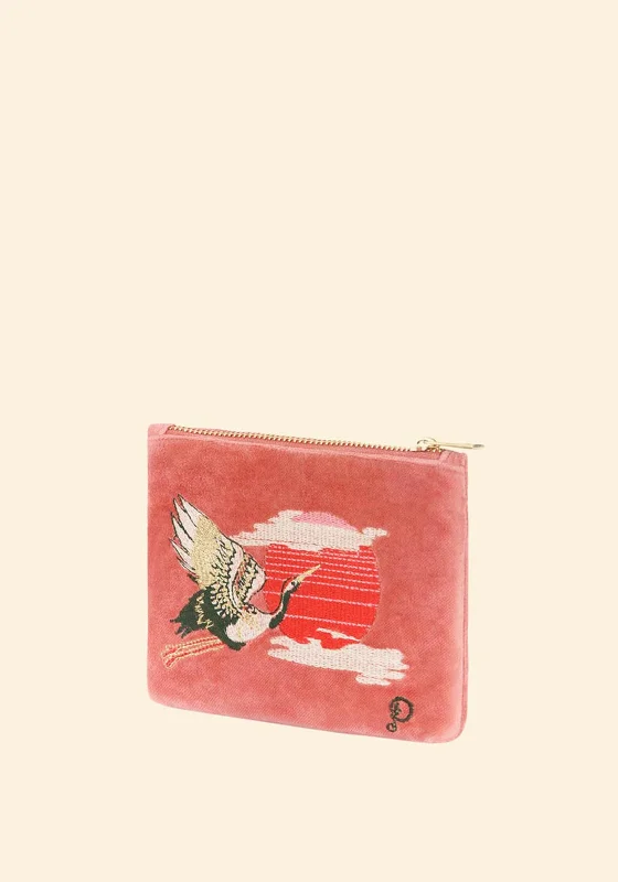 Powder Velvet Mini Crane at Sunrise Pouch, Petal