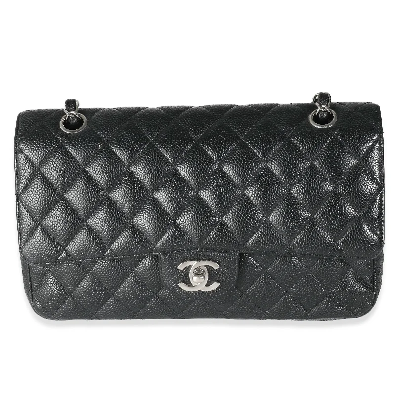 Chanel Black Quilted Caviar Medium Classic Double Flap Bag