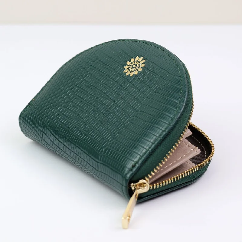 POM Dark Green Textured Faux Leather Coin Purse