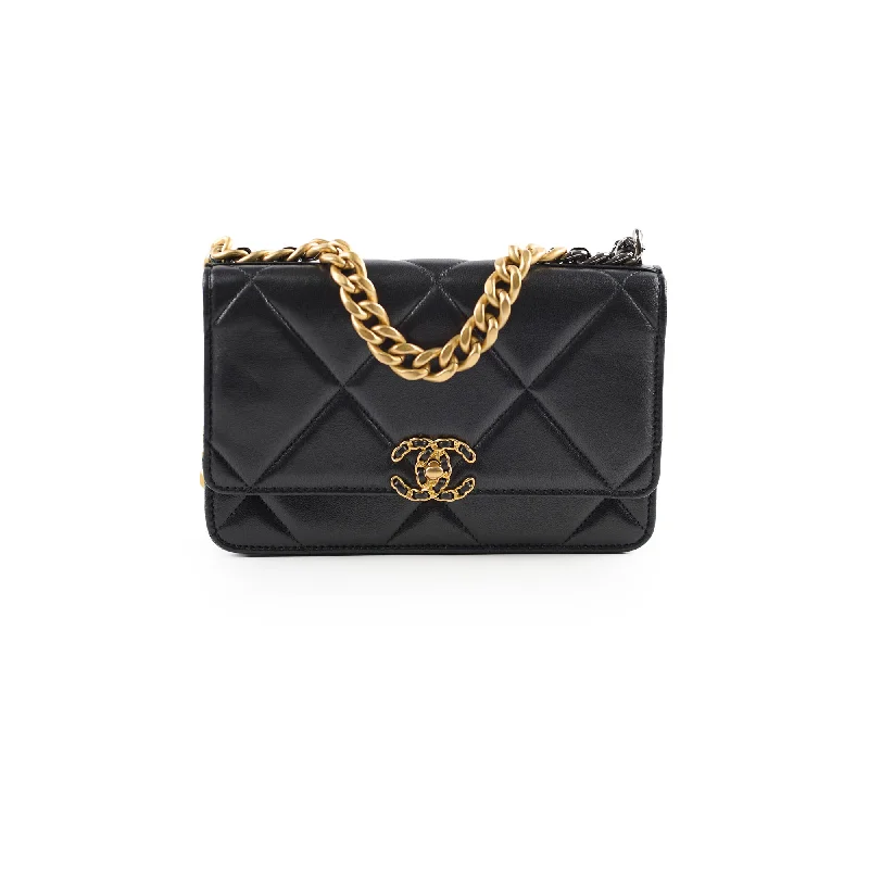 Chanel 19 Wallet On Chain WOC Lambskin Black