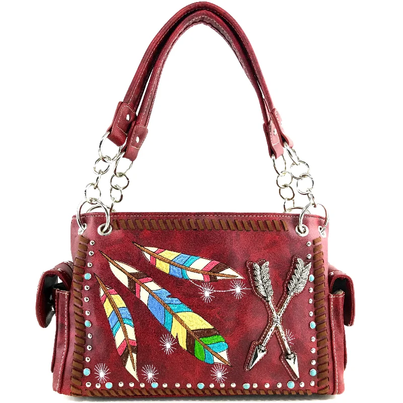 Colorful Native Feather Arrows Handbag