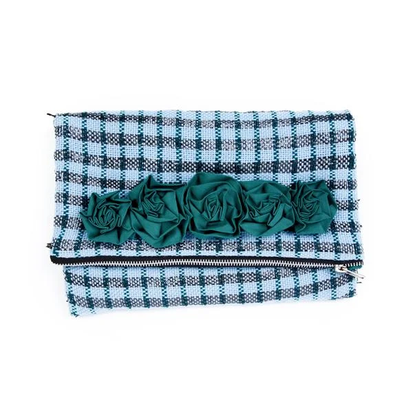 Recycled Metallic Plaid Clutch